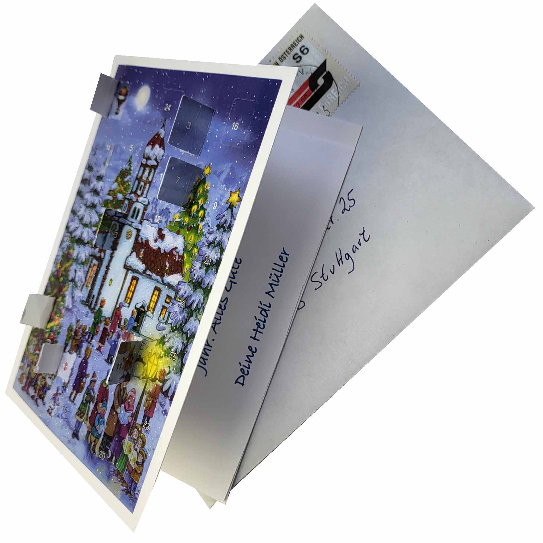 sellmer-verlag-postkarten-adventskalender-heilig-abend-an-der-kirche-a5-quer image 2