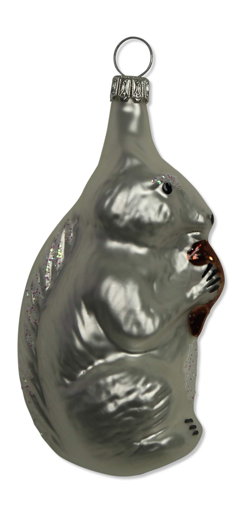 lauschaer-glas-christbaumschmuck-eichh-rnchen-wei-matt-mundgeblasen-handdekorier image 1