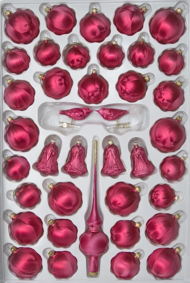 lauschaer-glas-christbaumschmuck-sortiment-formglocken-eislack-beere-39-teile image 1