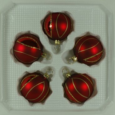 lauschaer-glas-christbaumkugeln-dunkelrot-matt-streifen-5-x-5-cm image 1