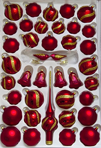 lauschaer-glas-christbaumschmuck-sortiment-mit-formglocken-dunkelrot-matt-39-tei image 8