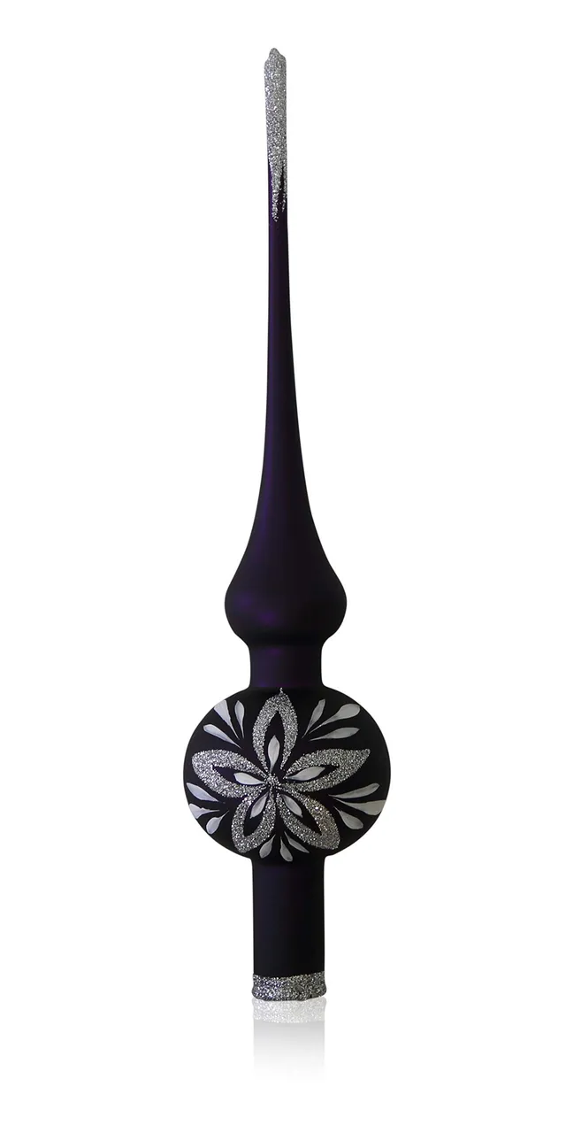 lauschaer-glas-christbaumspitze-lila-matt-blumendekor-6cm image 1
