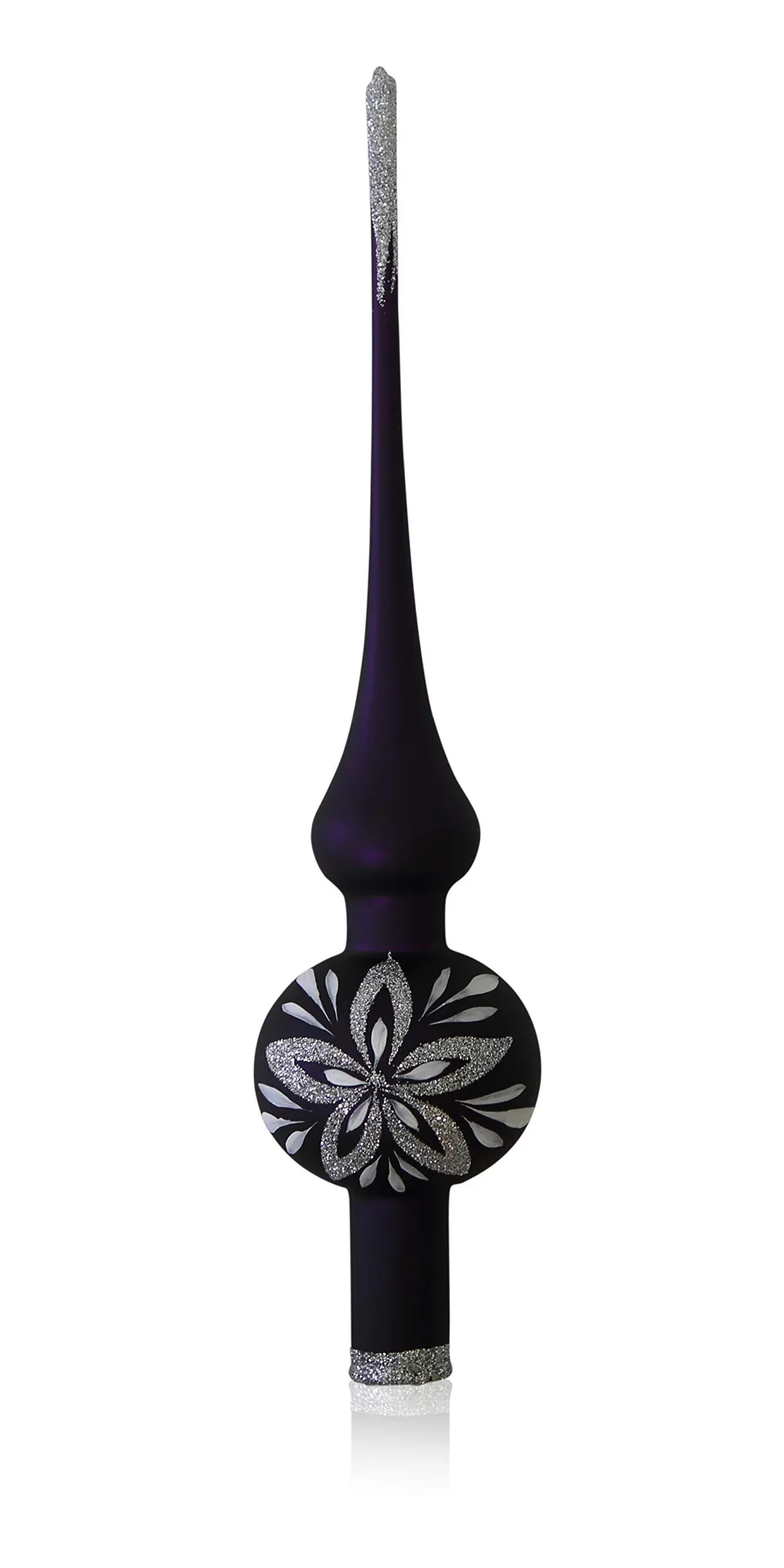 lauschaer-glas-christbaumspitze-lila-matt-blumendekor-6cm image 1