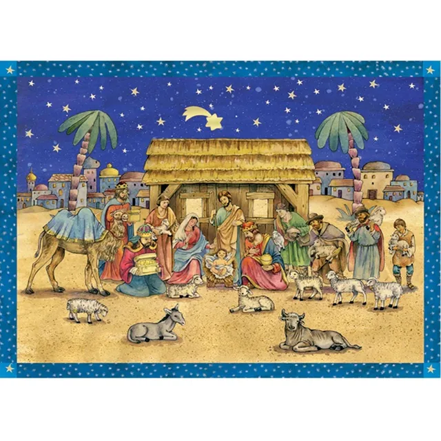 sellmer-verlag-adventskalender-besuch-an-der-krippe-papier-adventskalender-gro-f image 1