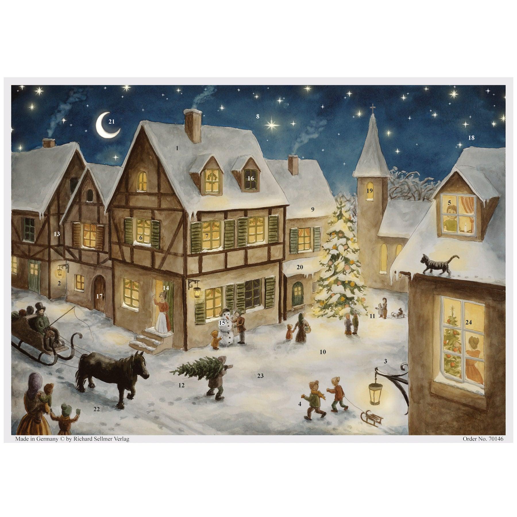 sellmer-verlag-adventskalender-weihnachtsabend-im-dorf-gro-format image 1
