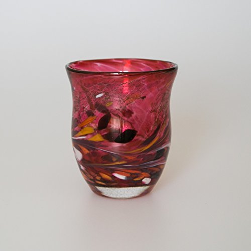 lauschaer-glas-windlicht-granulat-rubinrot-h-13-cm-mundgeblasen-handgeformt image 4