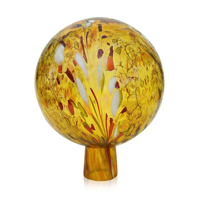 lauschaer-glas-gartenkugel-rosenkugel-gold-mit-granulat-h-15-cm-d-12-cm image 1