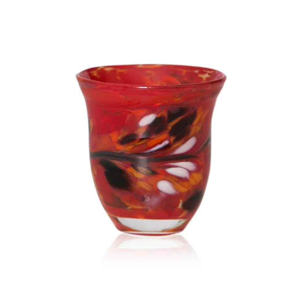 lauschaer-glas-windlicht-glas-mit-granulat-tomatenrot-h-13cm-mundgeblasen image 1