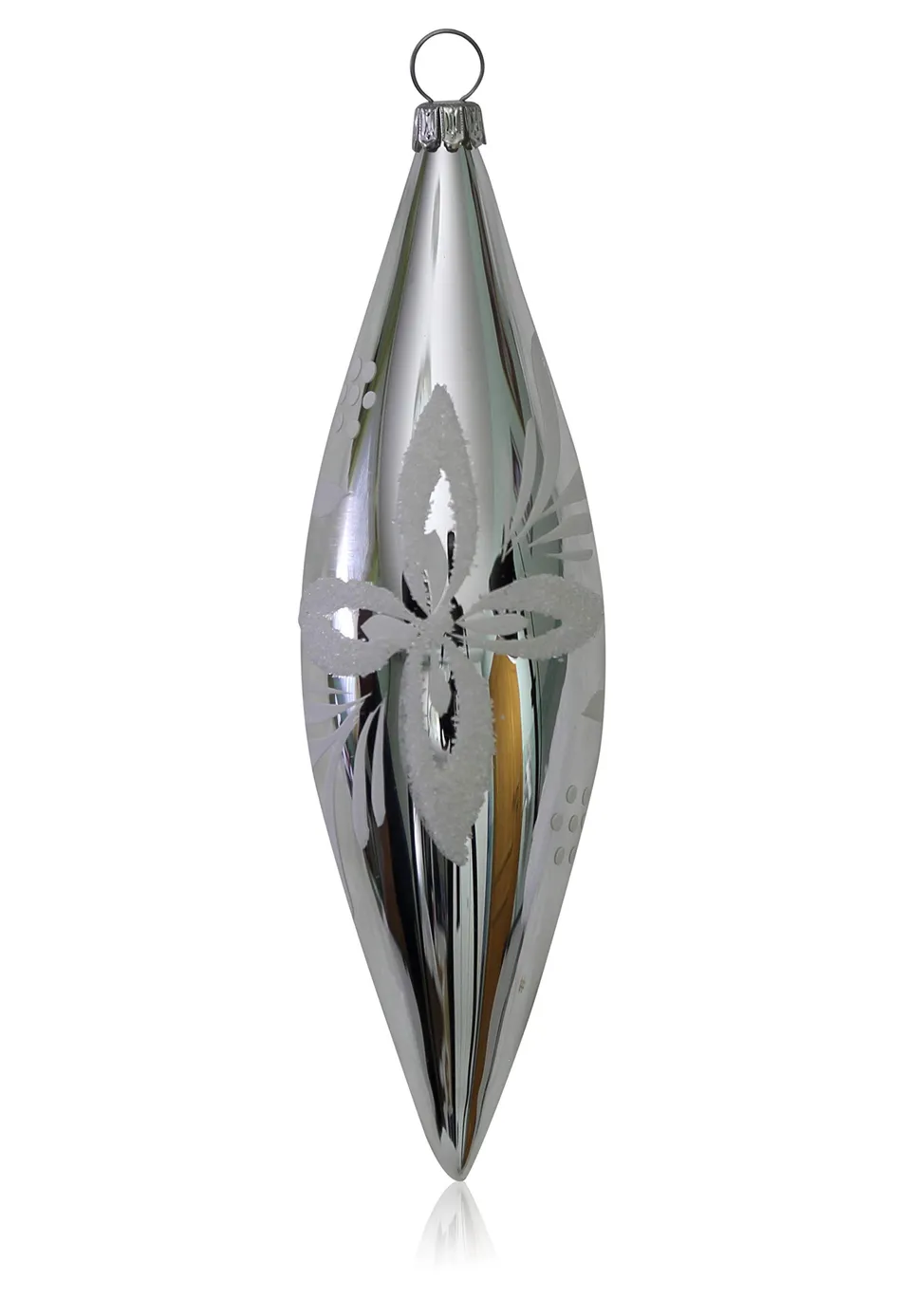 lauschaer-glas-oliven-silber-mit-wei-en-blumen-4-st-ck-christbaumschmuck-handdek image 1