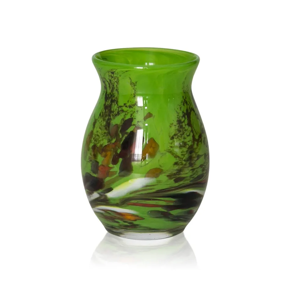 lauschaer-glas-vase-granulat-gr-n-h-13cm-mundgeblasen-handgeformt image 1