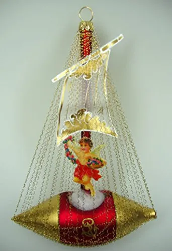 lauschaer-glas-schiff-mit-engel-und-segel-christbaumschmuck-mundgeblasen image 1