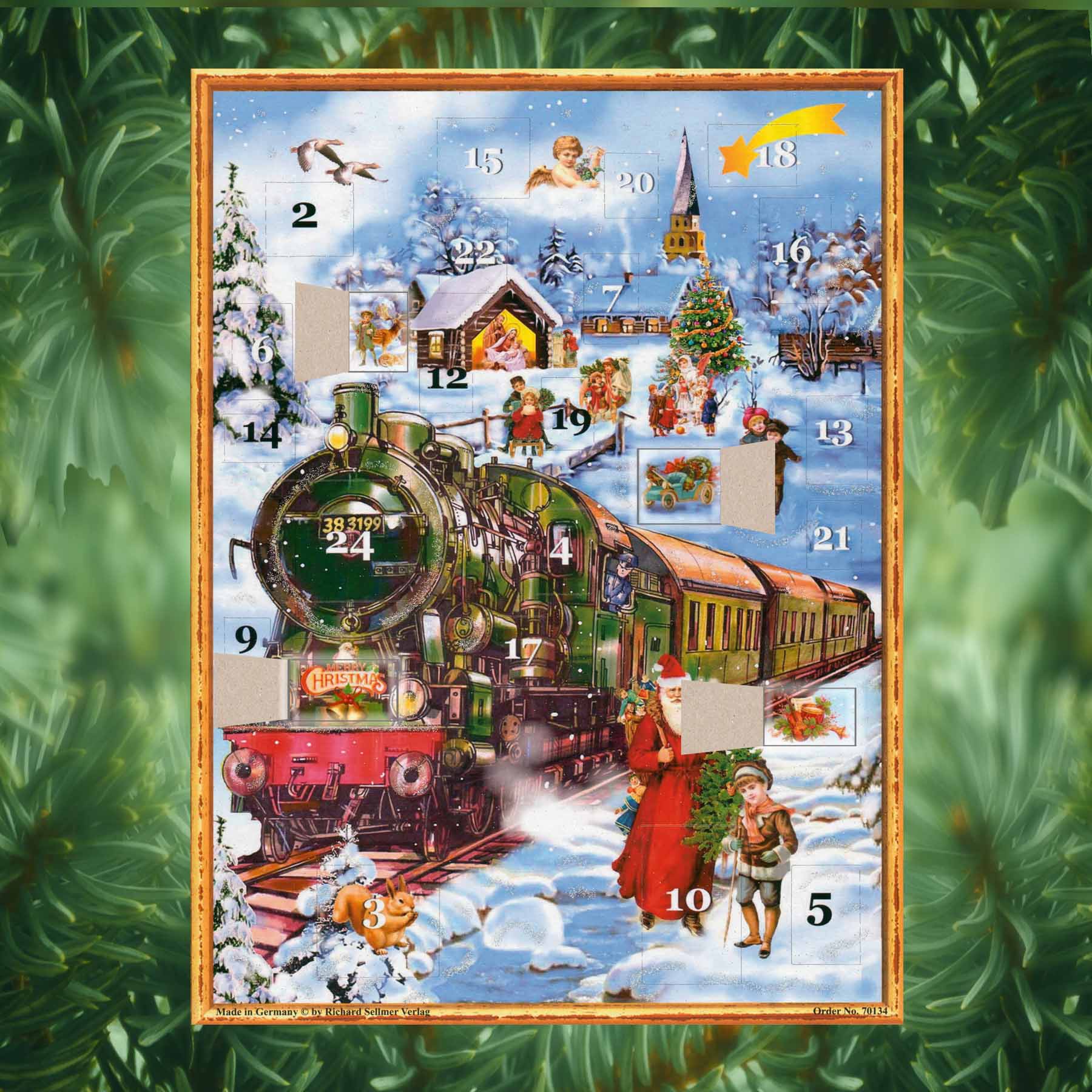 sellmer-verlag-adventskalender-eisenbahn-im-schnee-gro-format-hochformat-mit-gli image 2