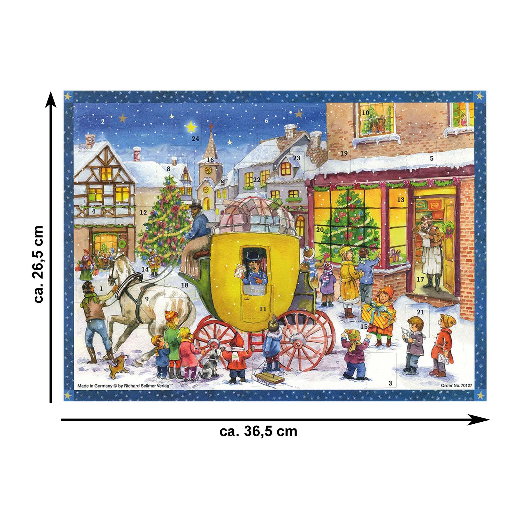 sellmer-verlag-adventskalender-die-postkutsche-kommt-26-5-x-35-5-cm-mit-glimmer image 5