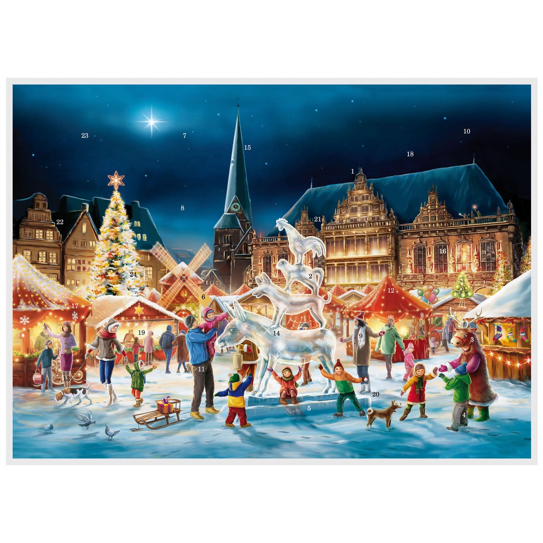 sellmer-verlag-adventskalender-bremen-a3-bremer-rathaus-stadtmusikanten-querform image 1
