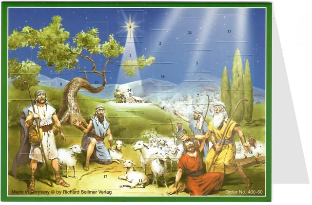 sellmer-verlag-postkarten-adventskalender-erscheinung-der-hirten-a6-christlich image 1