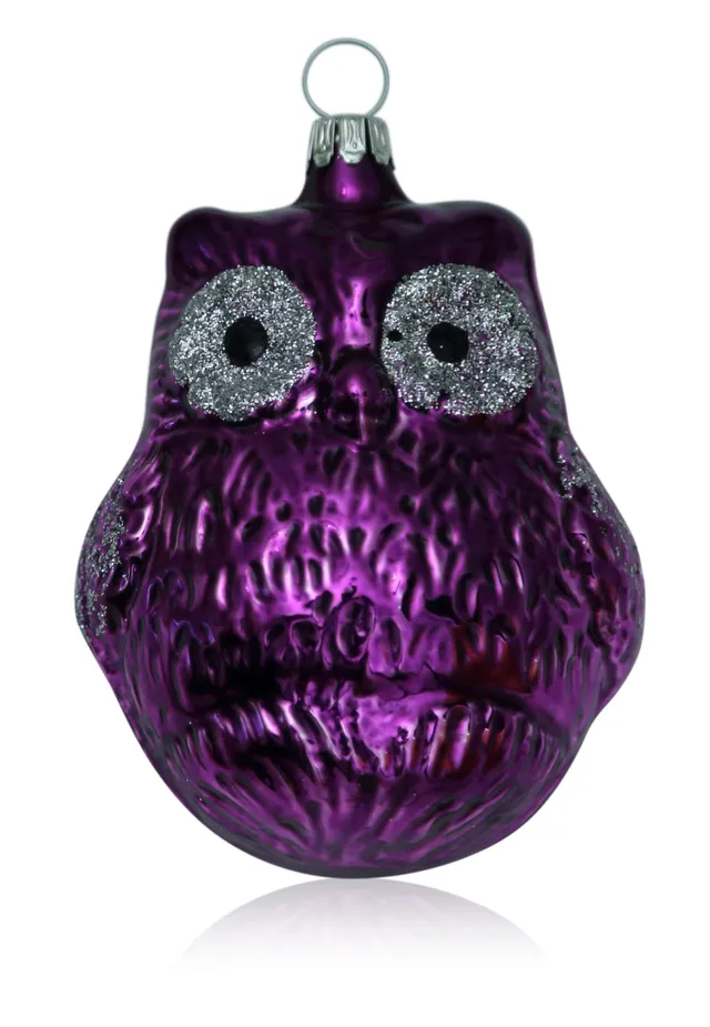 lauschaer-glas-gro-e-eule-lila-glanz-christbaumschmuck-mundgeblasen image 1