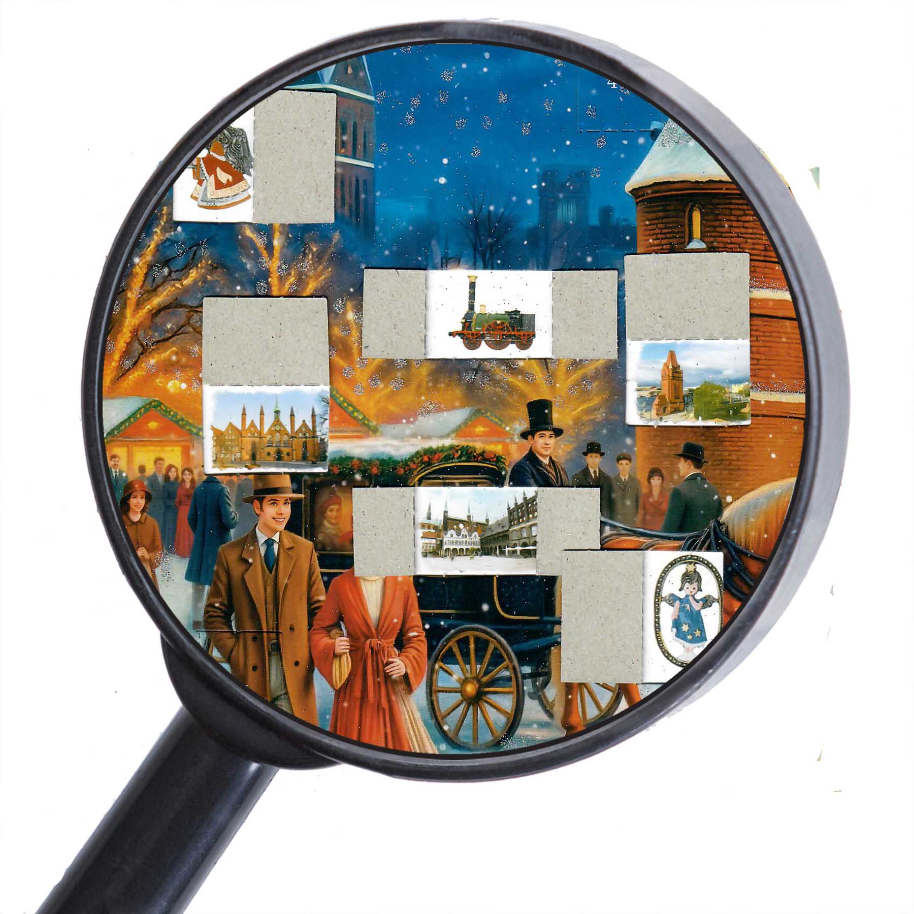 sellmer-verlag-adventskalender-buntes-treiben-vor-dem-holstentor-a3-stadt-motiv image 3
