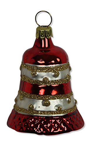 lauschaer-glas-christbaumschmuck-kleine-glocke-wei-matt-rot-mundgeblasener-baums image 7