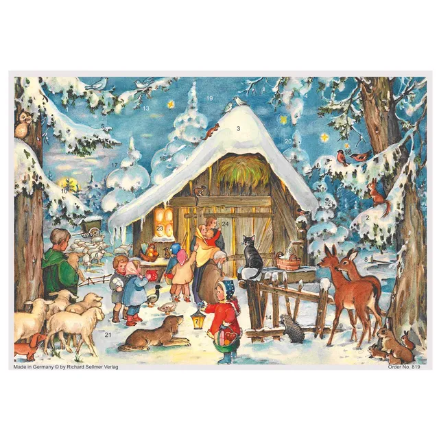 sellmer-verlag-adventskalender-a4-wir-warten-vor-dem-stall-krippenszene image 1