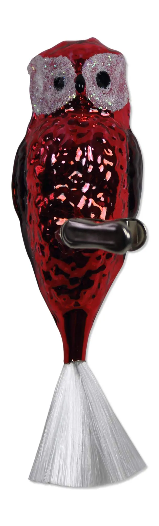 lauschaer-glas-christbaumschmuck-gro-e-eule-mit-glasschwanz-rot-glanz-mundgeblas image 1