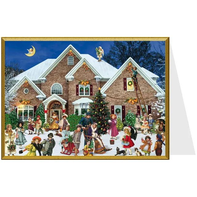 sellmer-verlag-weihnachtskarte-viktorianisches-haus-b6-querformat image 1