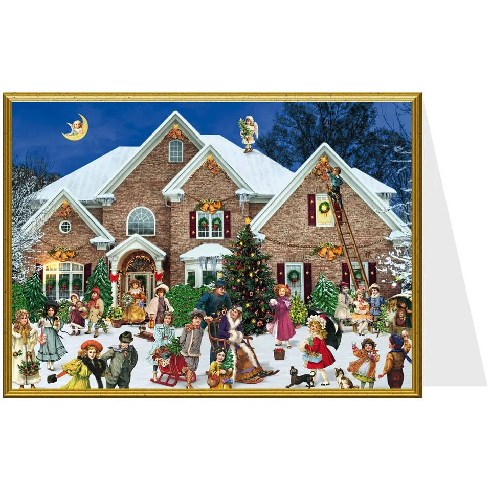 sellmer-verlag-weihnachtskarte-viktorianisches-haus-b6-querformat image 1