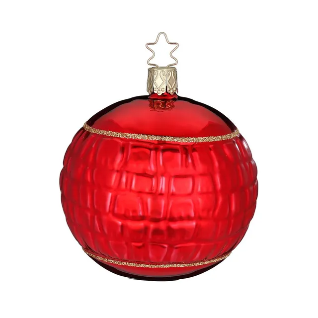 inge-glas-rotes-leder-glas-baumkugel-8-5-cm image 1