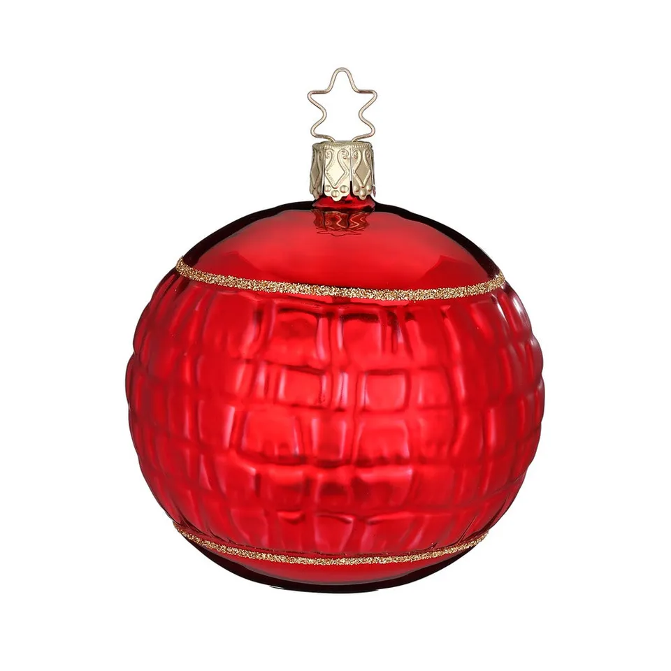 inge-glas-rotes-leder-glas-baumkugel-8-5-cm image 1