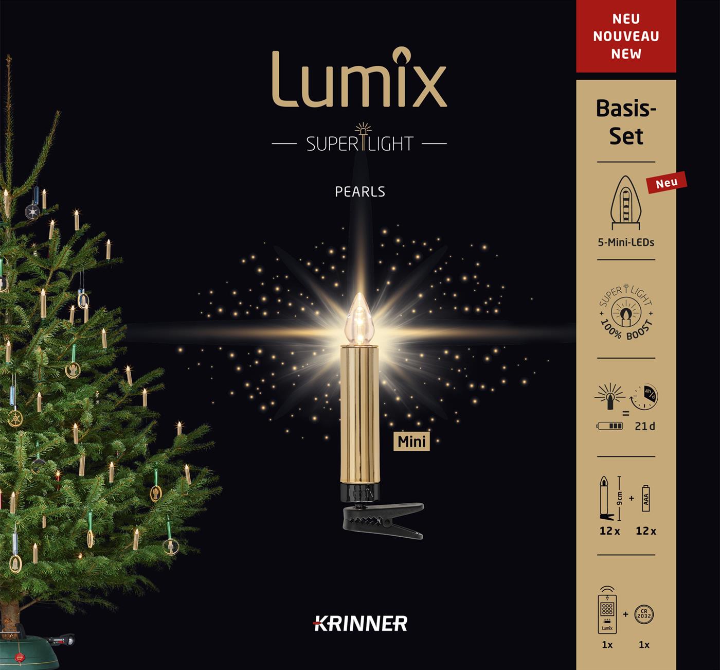 krinner-lumix-superlight-pearls-gold-mini-basis-led-kerzen image 1