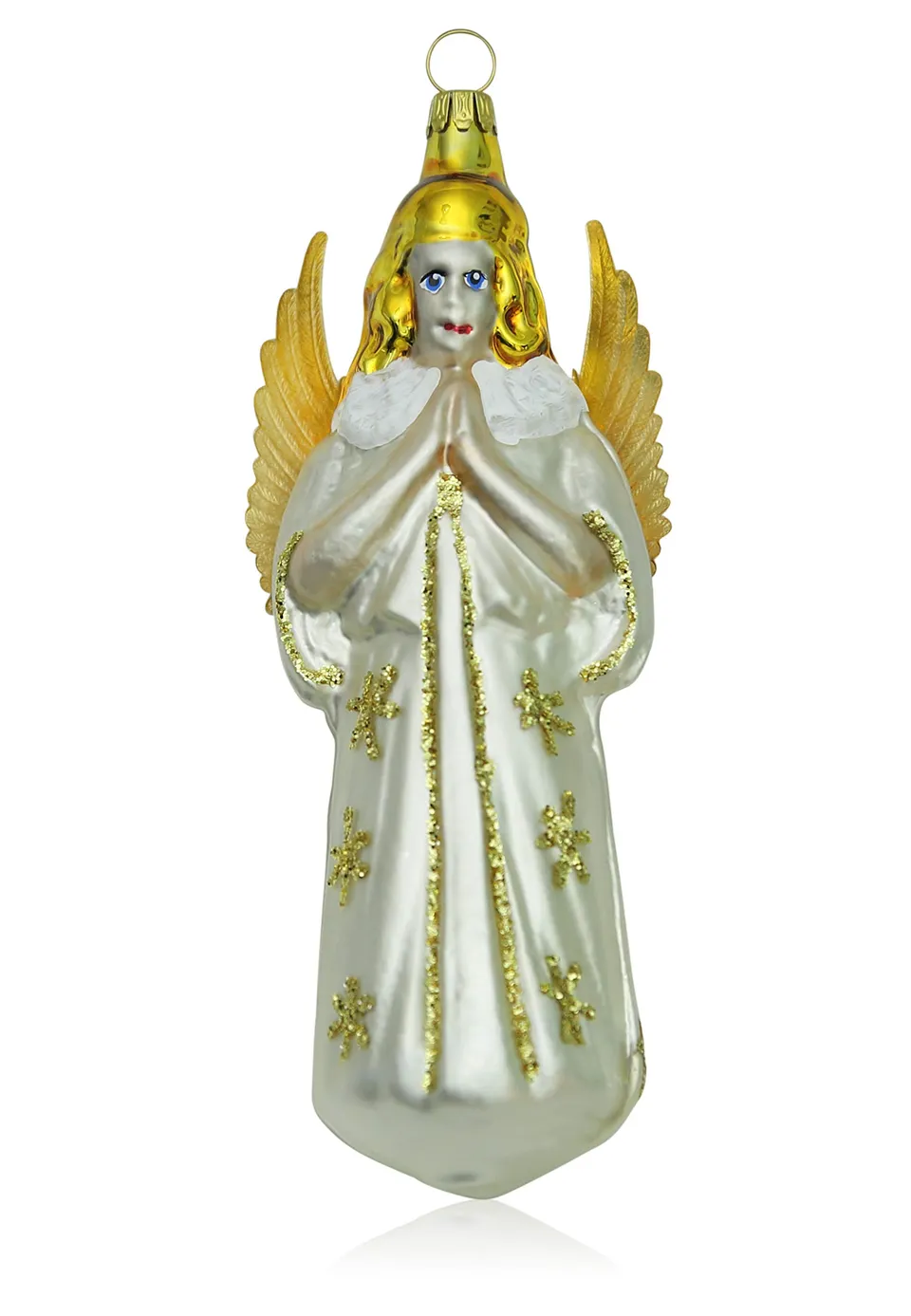 lauschaer-glas-christbaumschmuck-gro-er-engel-wei-matt-mundgeblasen image 1