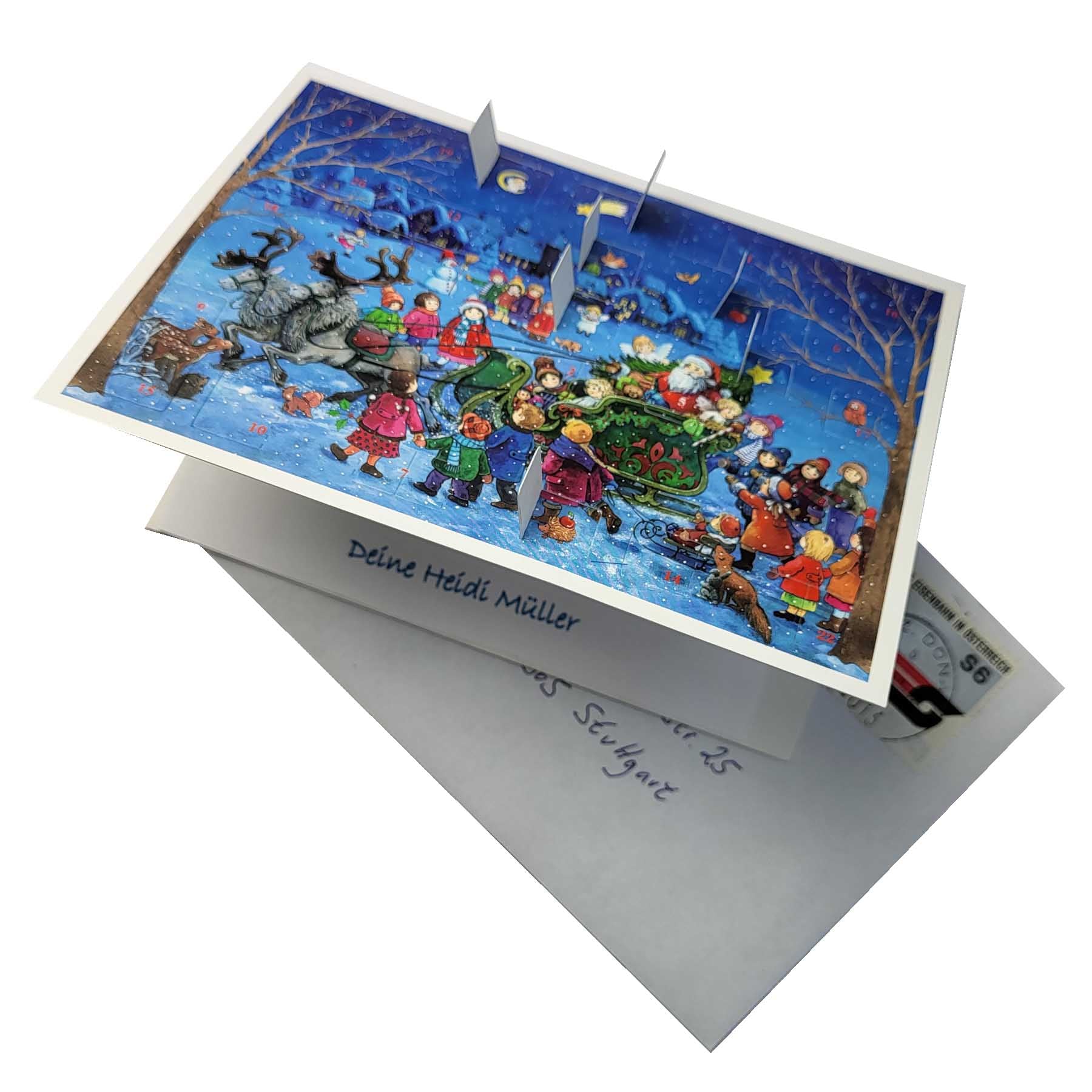 sellmer-verlag-postkarten-adventskalender-schlittenfahrt-mit-dem-weihnachtsmann- image 2