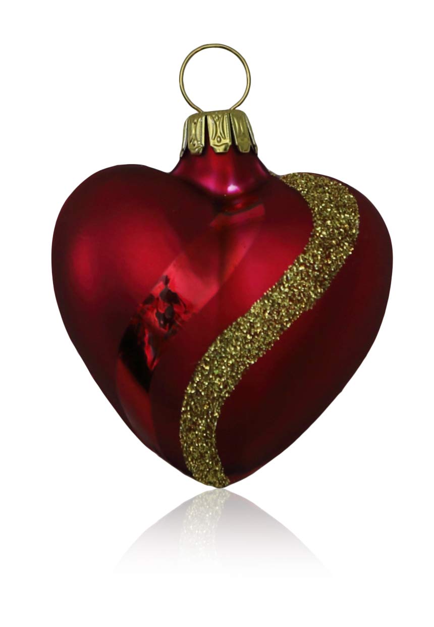 lauschaer-glas-christbaumschmuck-herzen-klein-dunkelrot-matt-dekor-4-st-ck image 1