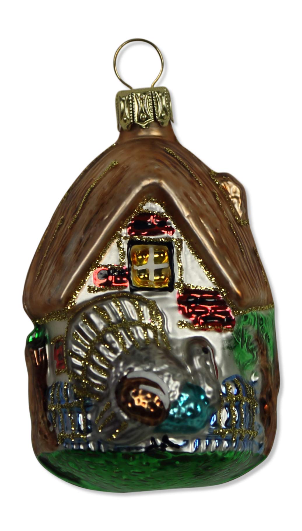 lauschaer-glas-christbaumschmuck-bauernscheune-mit-truthahn-mundgeblasen-handdek image 1