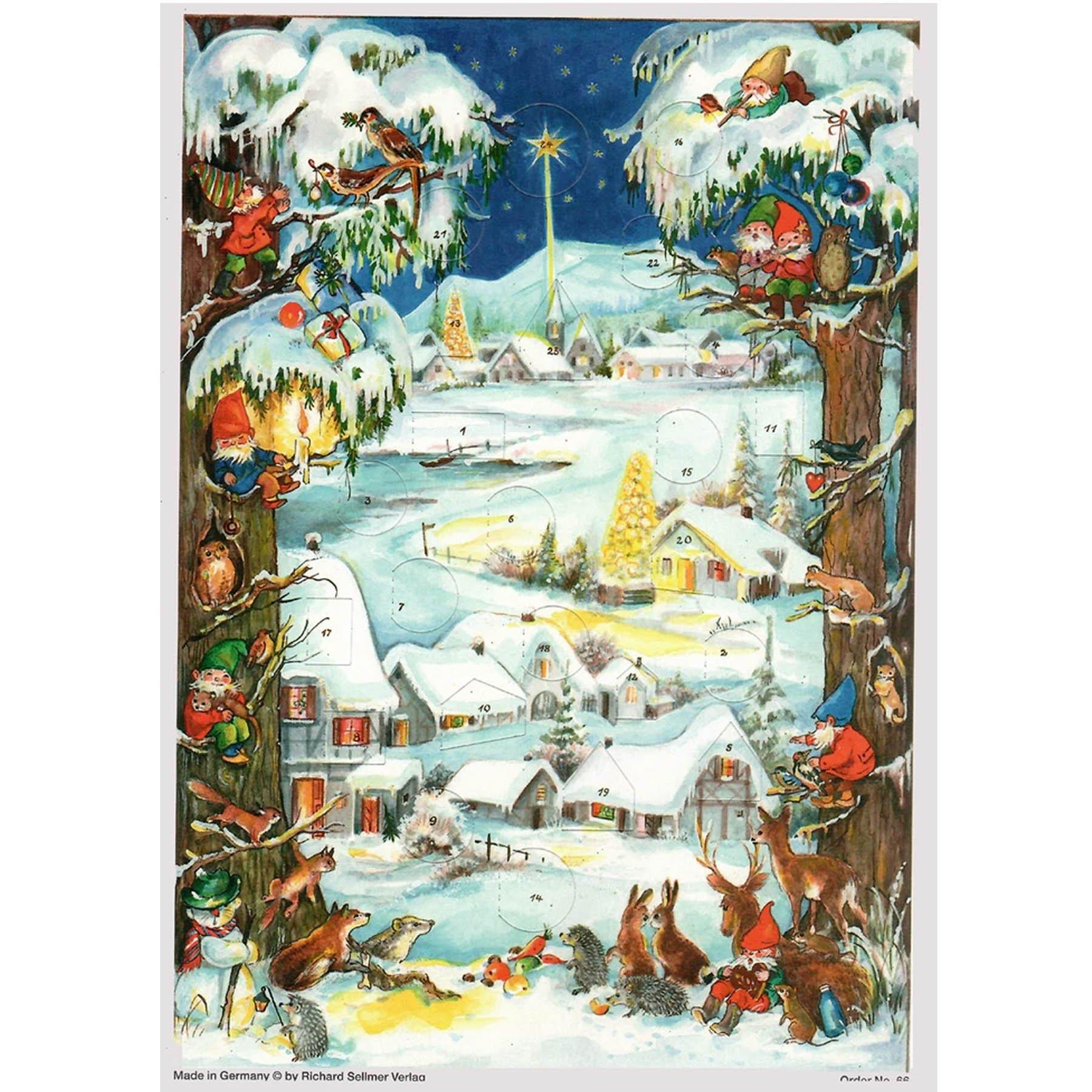sellmer-verlag-adventskalender-a4-winterliches-dorf-papier image 1