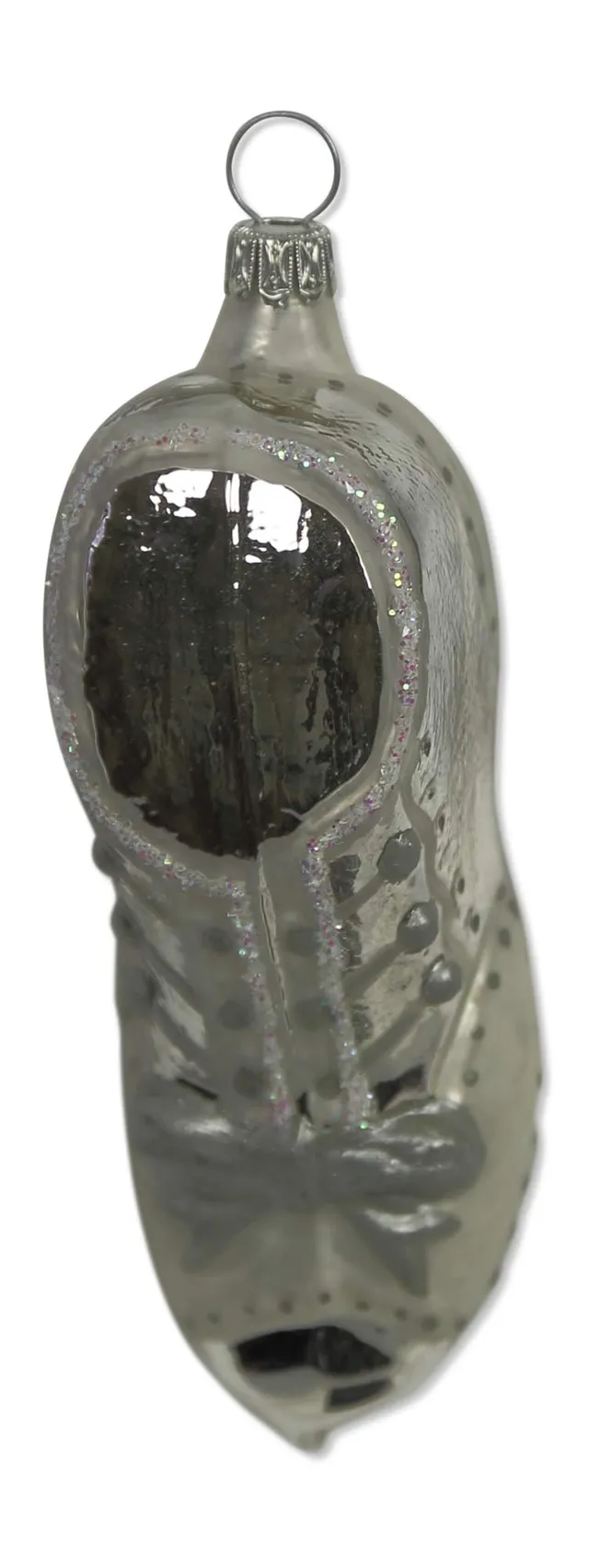 lauschaer-glas-christbaumschmuck-schuh-silber-mundgeblasen-handdekoriert image 1
