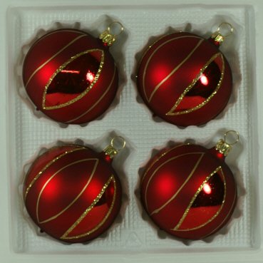 lauschaer-glas-christbaumkugeln-dunkelrot-matt-streifen-4-x-7-cm image 1