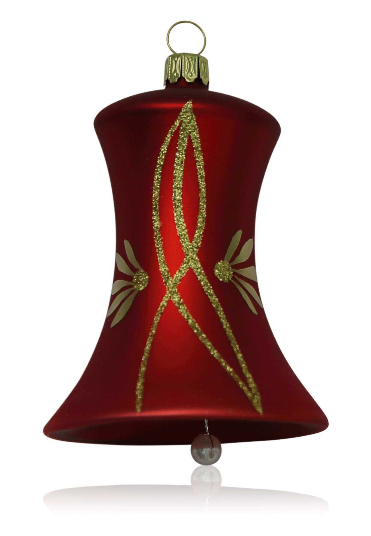 lauschaer-glas-christbaumschmuck-glocken-rot-matt-mit-ranken-2-st-ck-7cm image 1