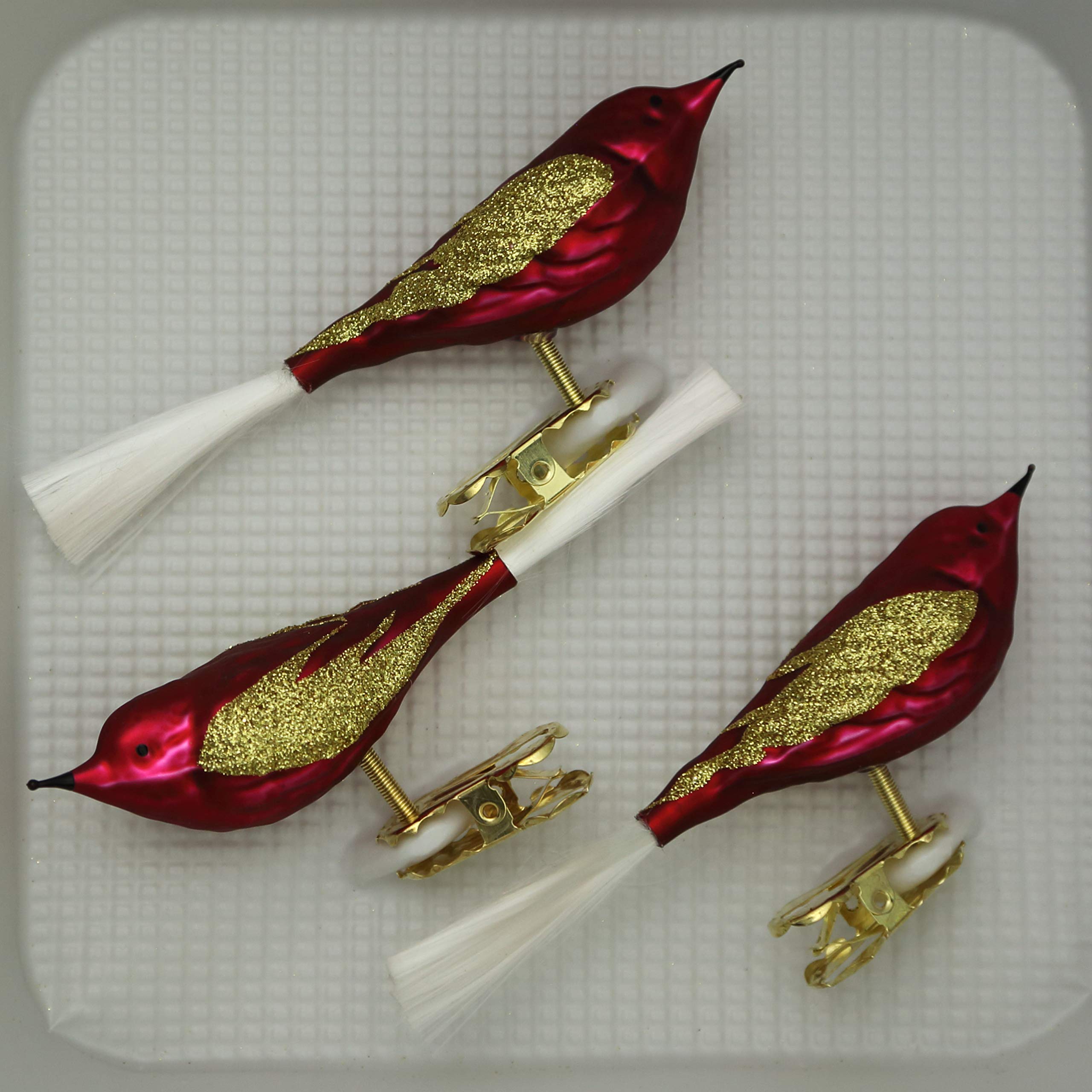 lauschaer-glas-christbaumschmuck-v-gel-mit-glasschwanz-dunkelrot-matt-3er-set image 2