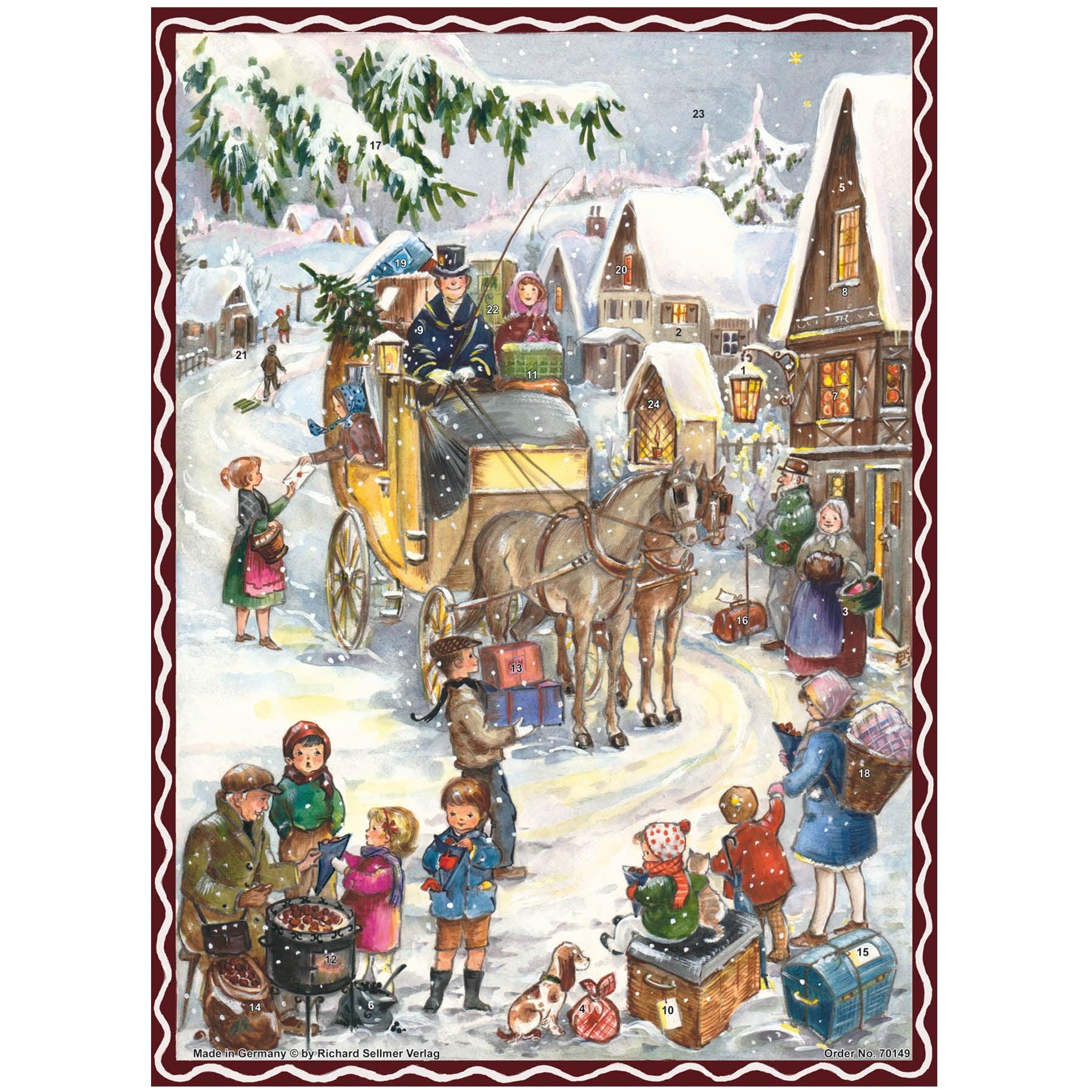 sellmer-verlag-adventskalender-hurra-die-kutsche-kommt-nostalgie-adventskalender image 1