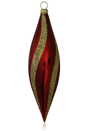 lauschaer-glas-christbaumschmuck-oliven-dunkelrot-matt-mit-dekor-4-st-ck image 8