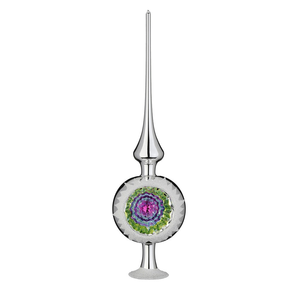 inge-glas-ornament-reflex-baumspitze-10-x-36-cm-silber-glanz image 1