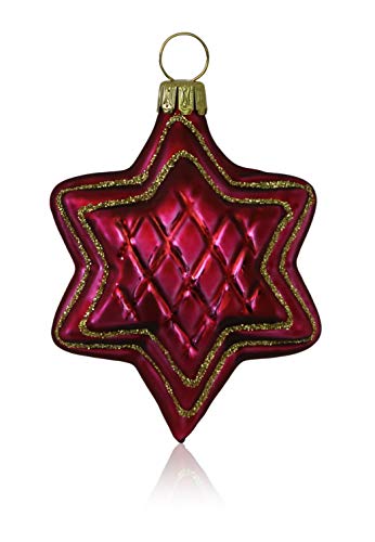 lauschaer-glas-sterne-dunkelrot-matt-mit-dekor-4-st-ck-christbaumschmuck image 8