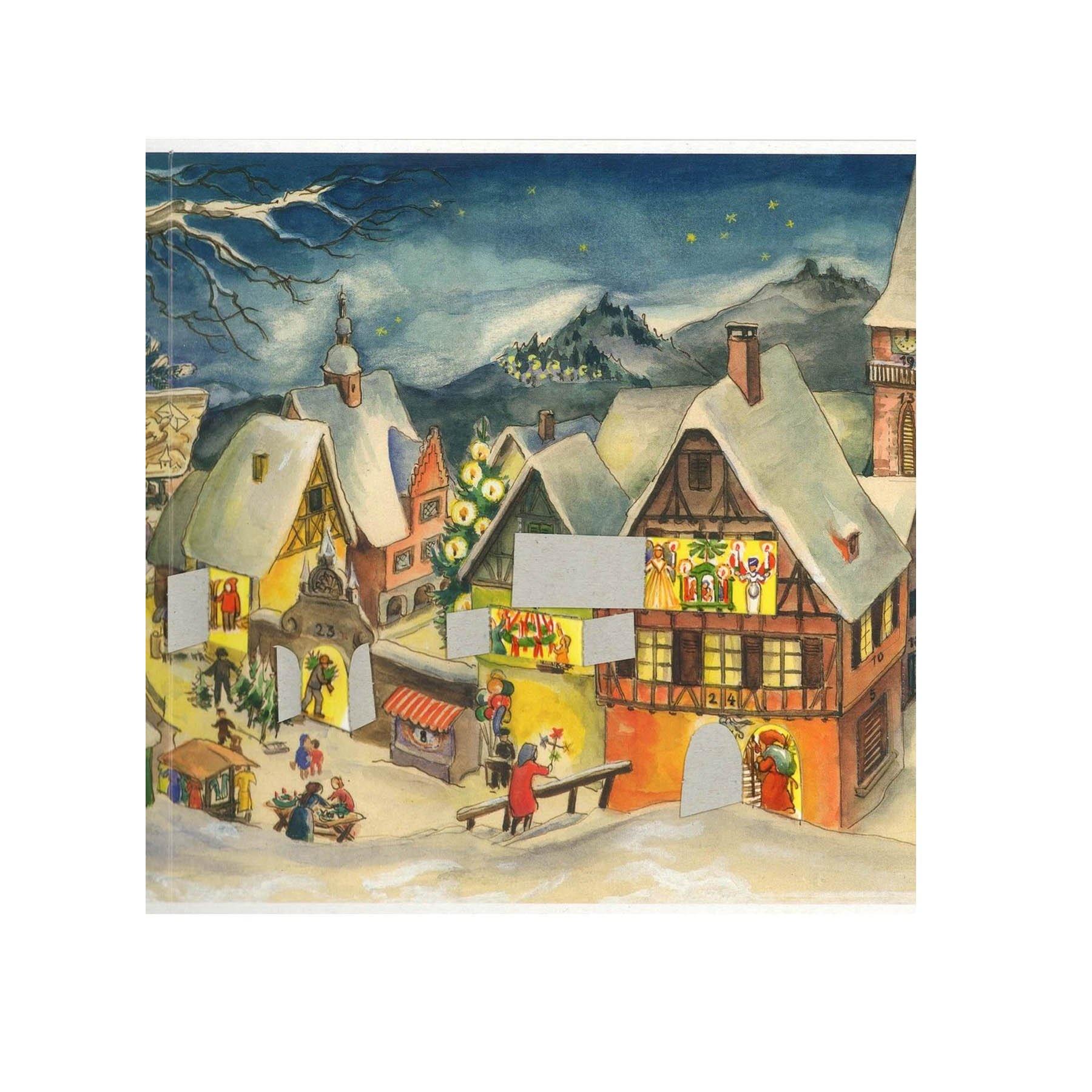 sellmer-verlag-panorama-adventskalender-kleines-dorf-im-winter-aufstellkalender image 3