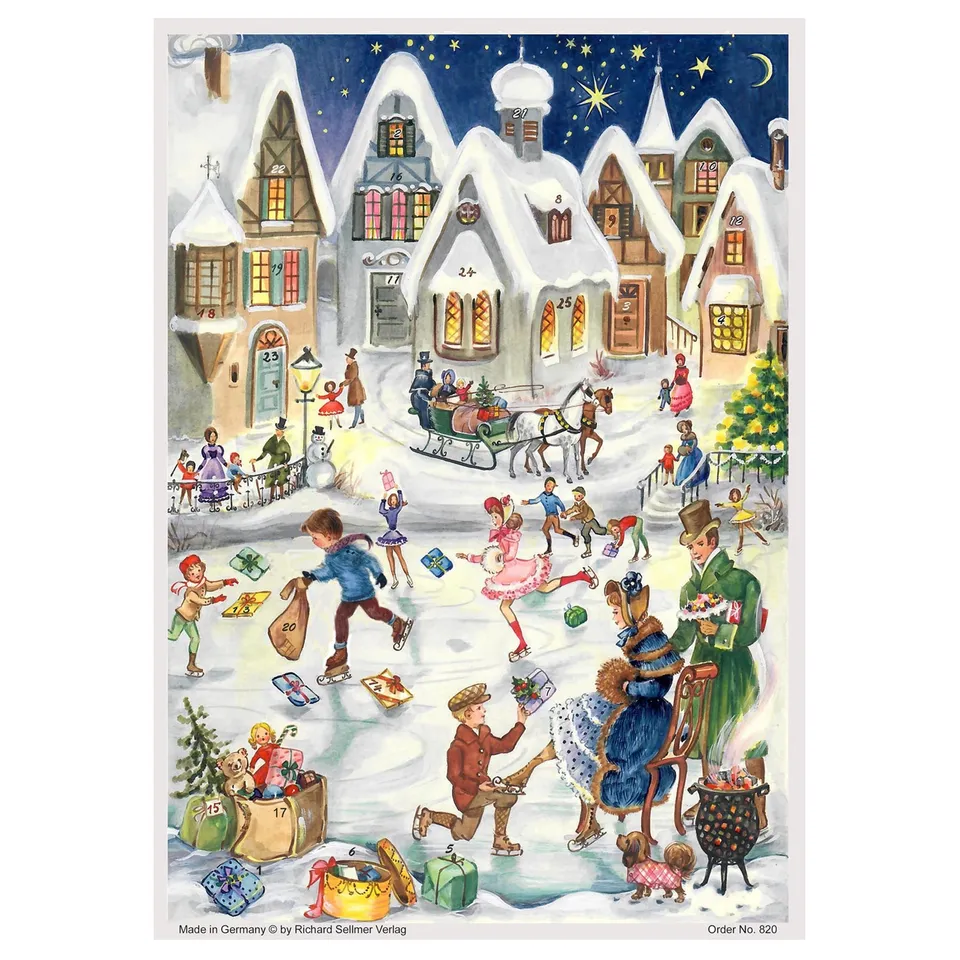 sellmer-verlag-adventskalender-a4-eislauffreuden-vergangener-zeiten-25-t-rchen image 1