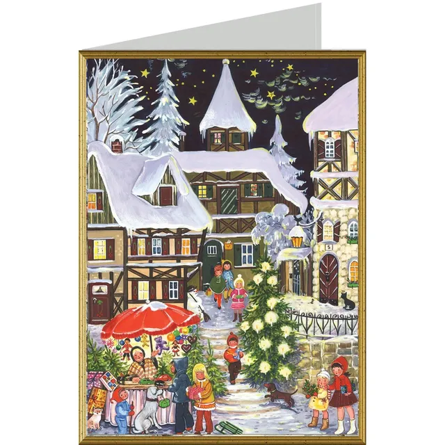 sellmer-verlag-weihnachtskarte-winter-im-dorf-hochformat image 1