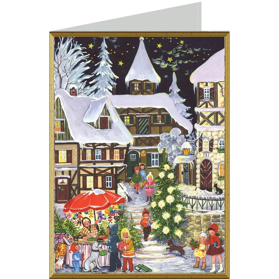 sellmer-verlag-weihnachtskarte-winter-im-dorf-hochformat image 1
