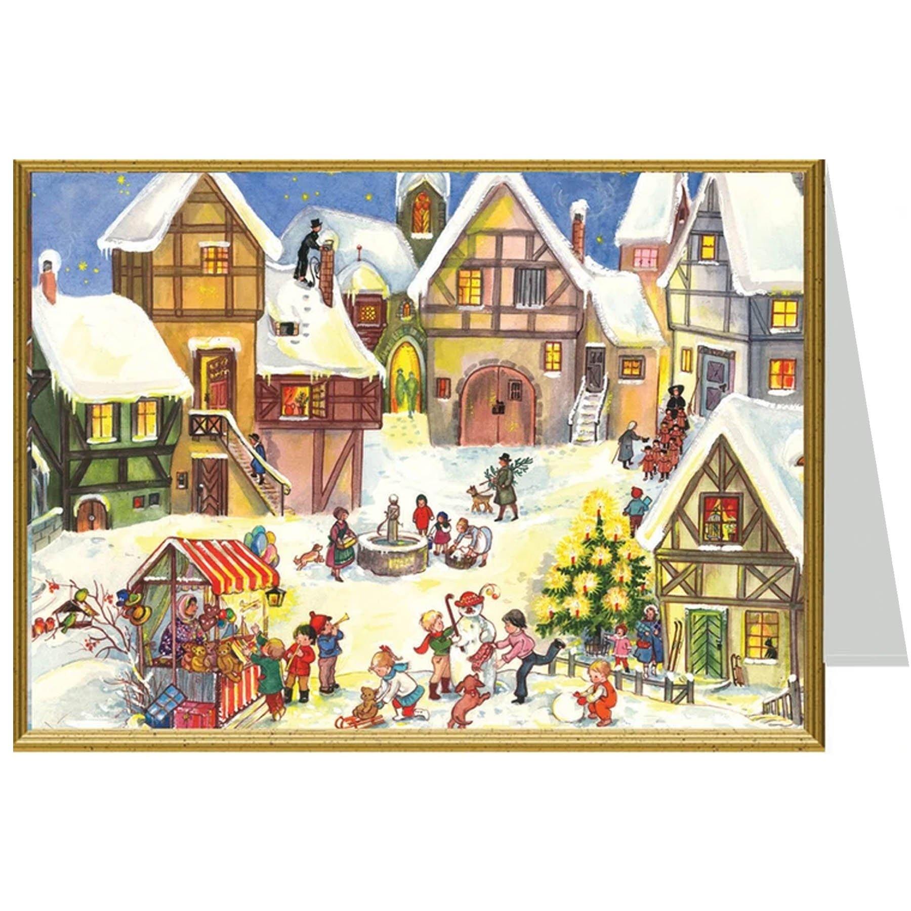 sellmer-verlag-weihnachtskarte-b6-weihnachtsmarkt-im-dorf-querformat image 1