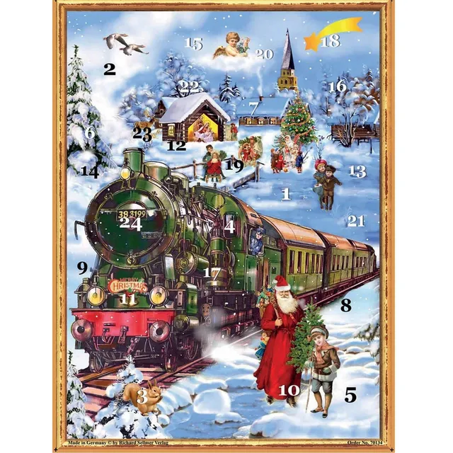 sellmer-verlag-adventskalender-eisenbahn-im-schnee-gro-format-hochformat-mit-gli image 1