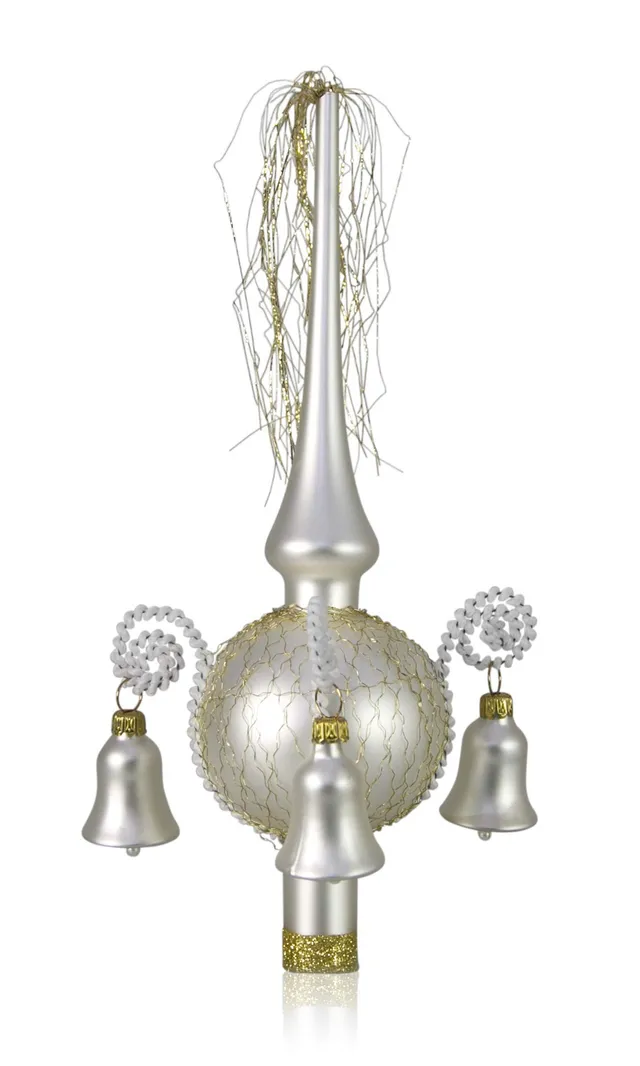 lauschaer-glas-weihnachtsbaumspitze-mit-gl-ckchen-wei-matt-umsponnen-28-cm image 1