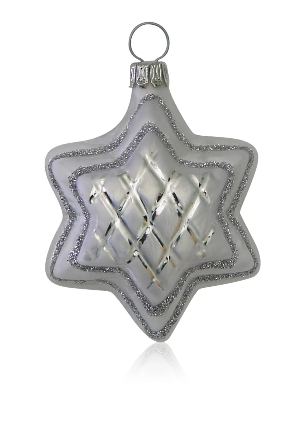 lauschaer-glas-christbaumschmuck-sterne-eislack-wei-mit-dekor-4-st-ck image 1